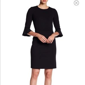 Bell Sleeve Crepe Sheath Dress